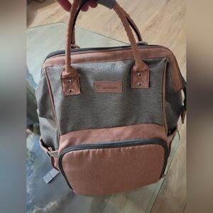 Upsimples Backpack Diaper Bag Travel Baby Kids Gray & Pink